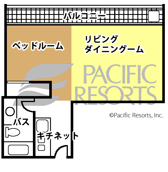 ステューディオ客室の間取り